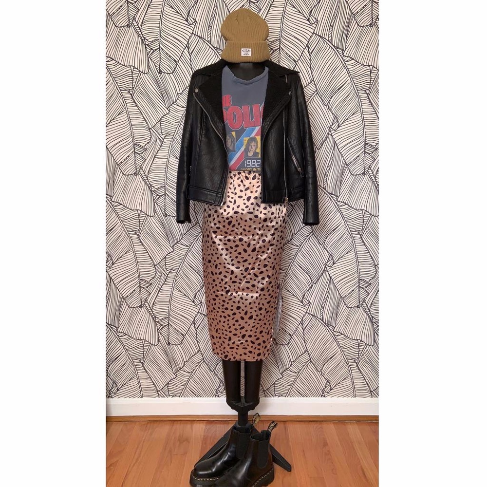 Dalmatian (cheetah print) Midi Skirt w/Side Slit